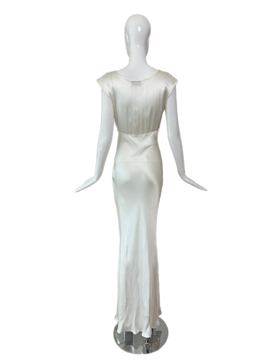 LES HABITUDES 90's Vintage Ivory Crinkle Effect Gown