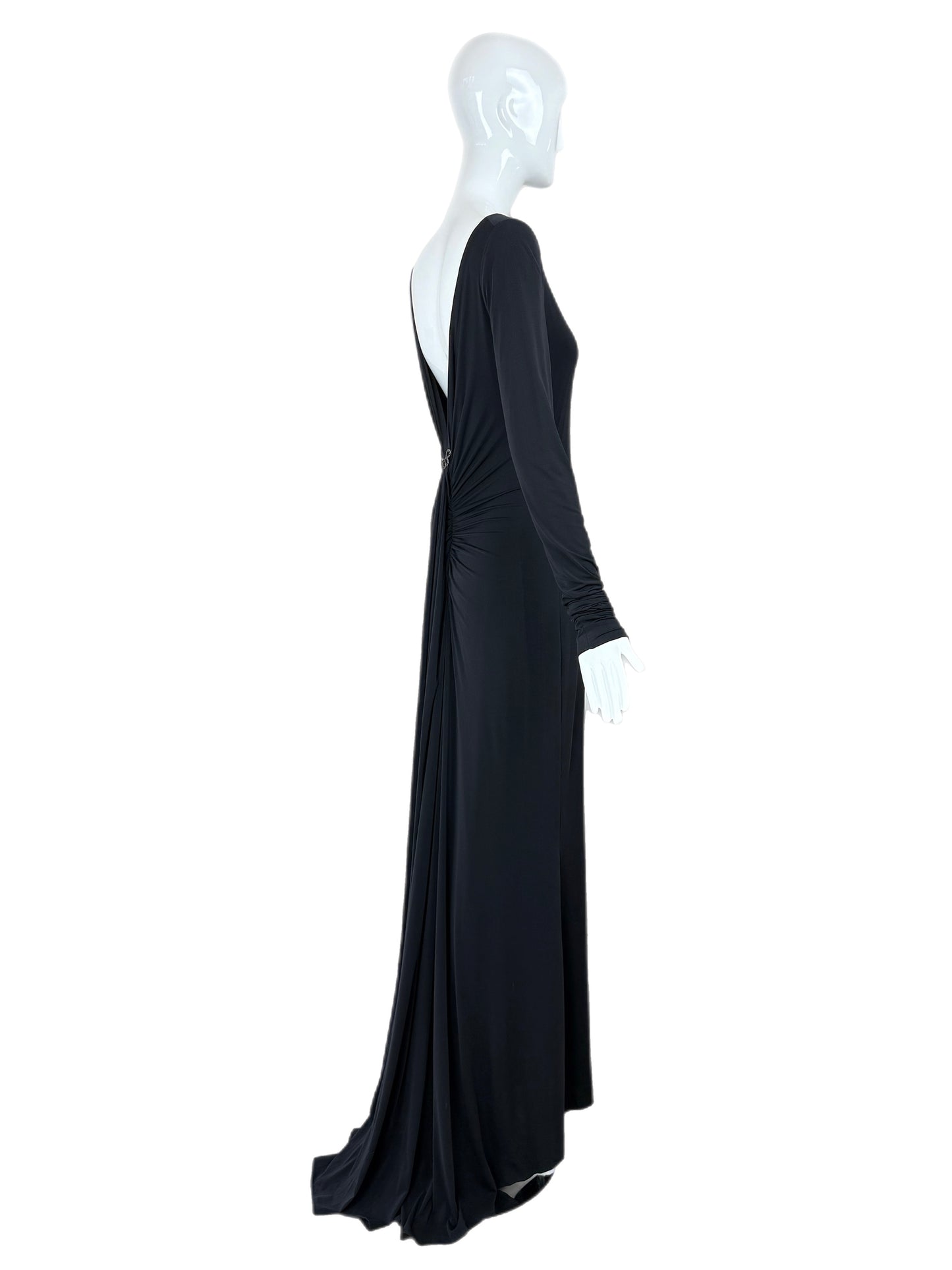 PAMELA DENNIS 2001 Vintage Black Backless Evening Gown