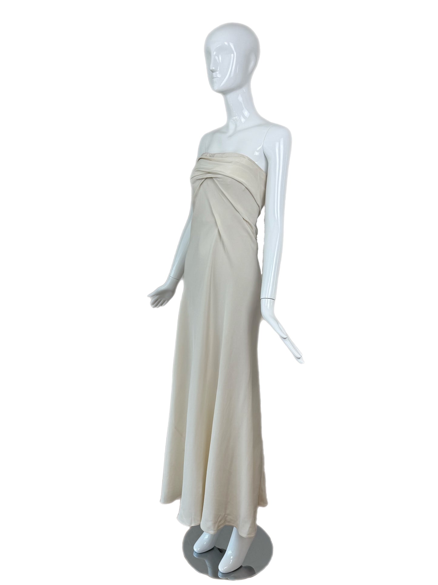 DONNA KARAN Vintage Ivory Silk Strapless Wedding Bridal Dress