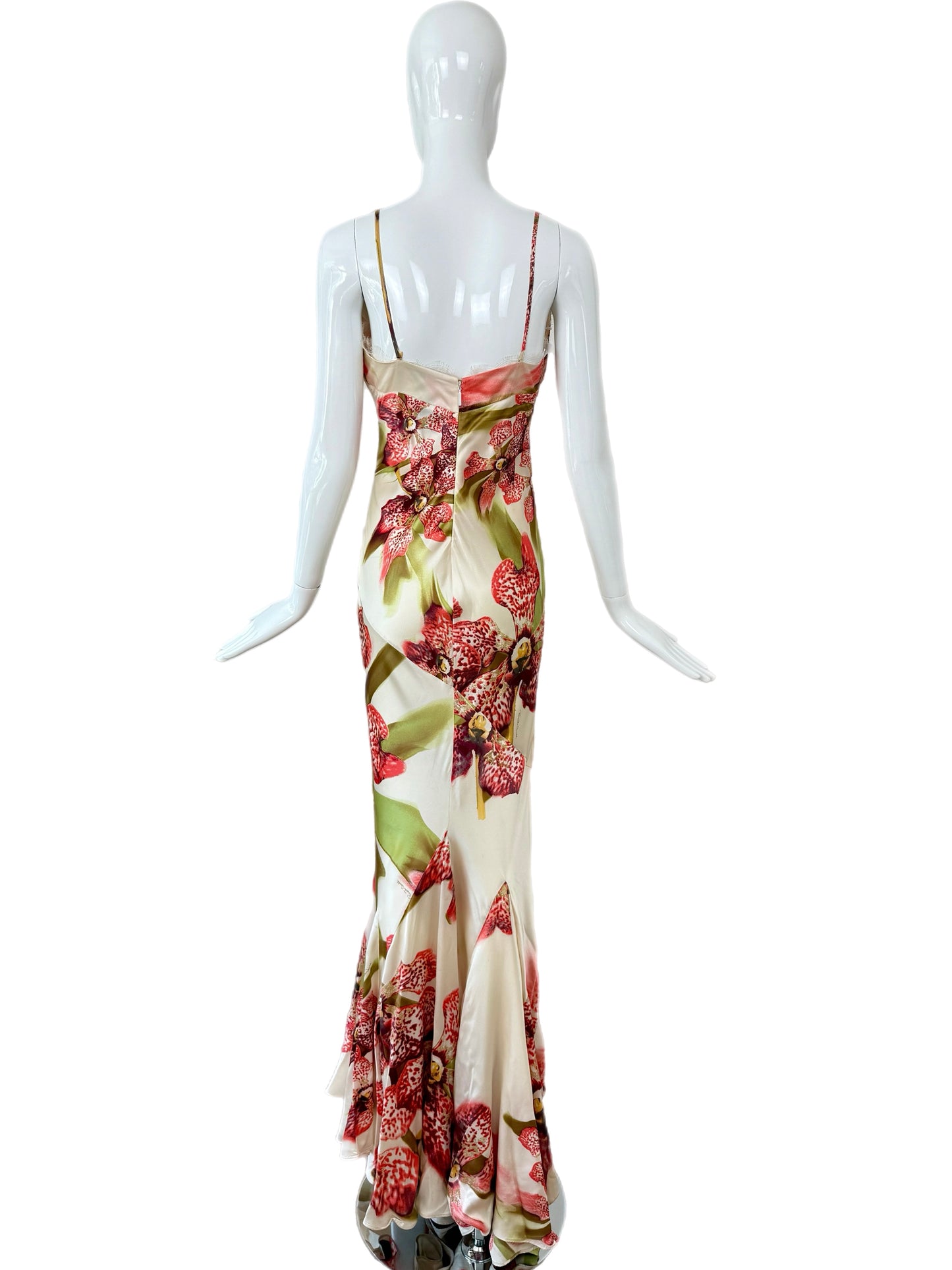 ROBERTO CAVALLI 2004 Vintage Silk Floral Embellished Gown