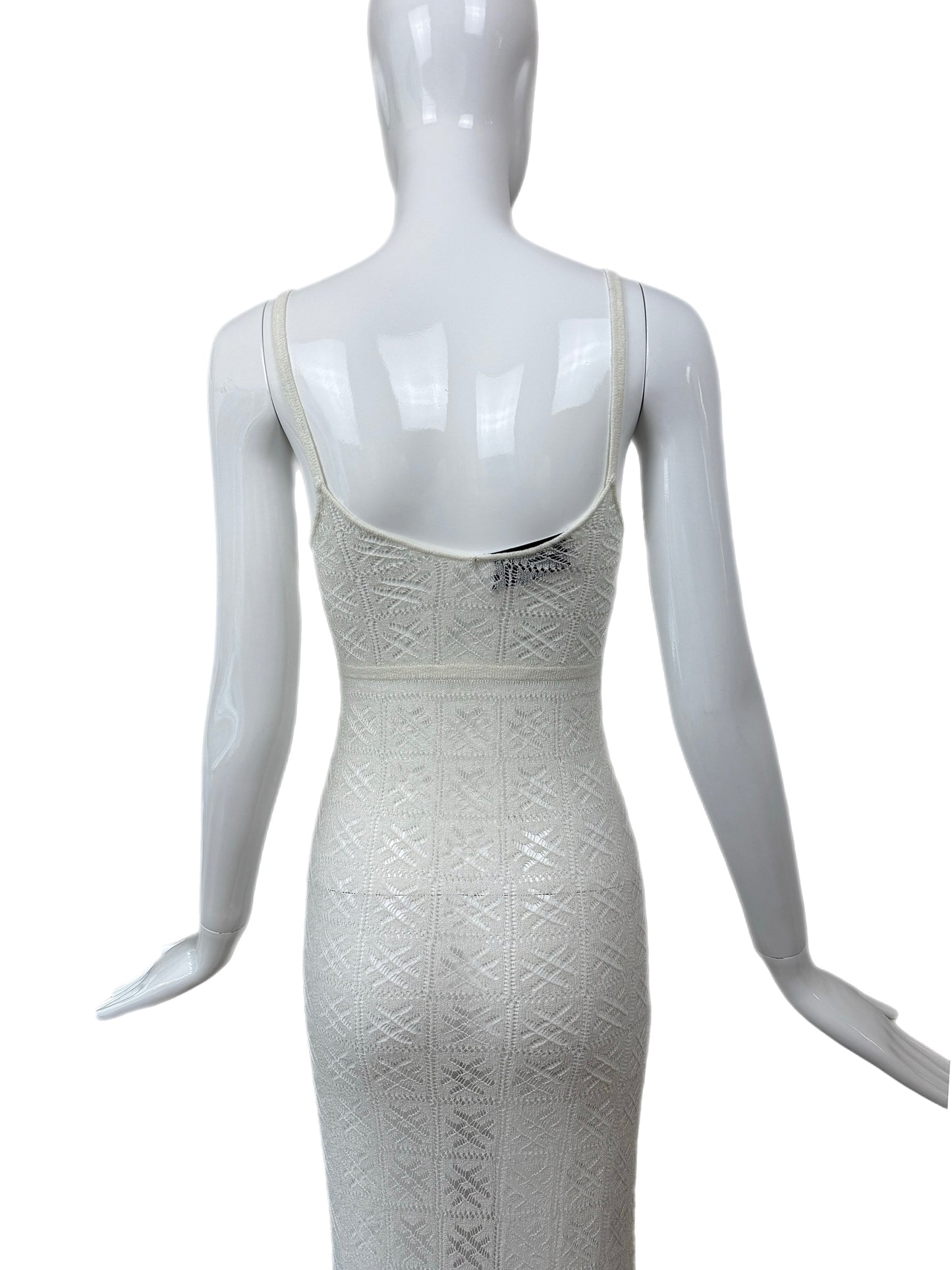 ANNA MOLINARI 90s/00s Vintage Ivory White Crochet Knit Dress