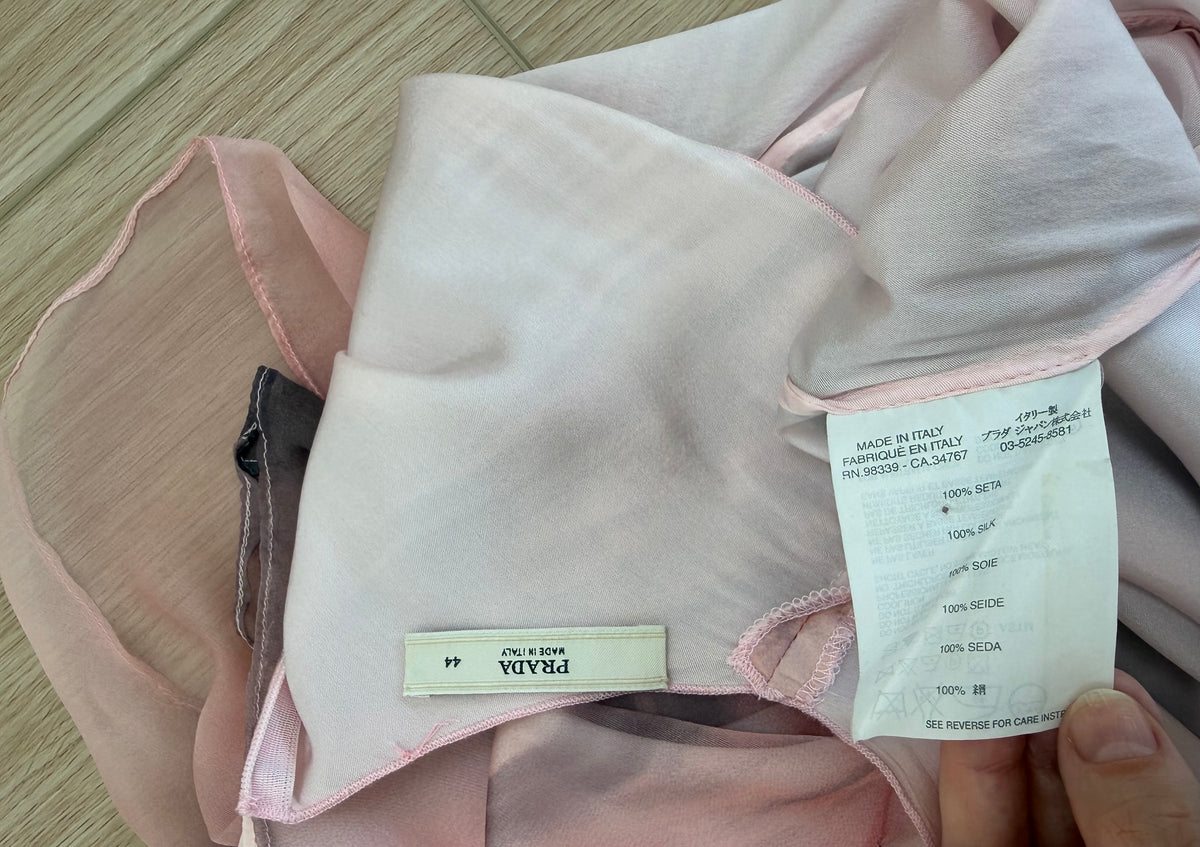 PRADA 2004 Vintage Runway Silk Trompe L'oeil Knee Length Dress