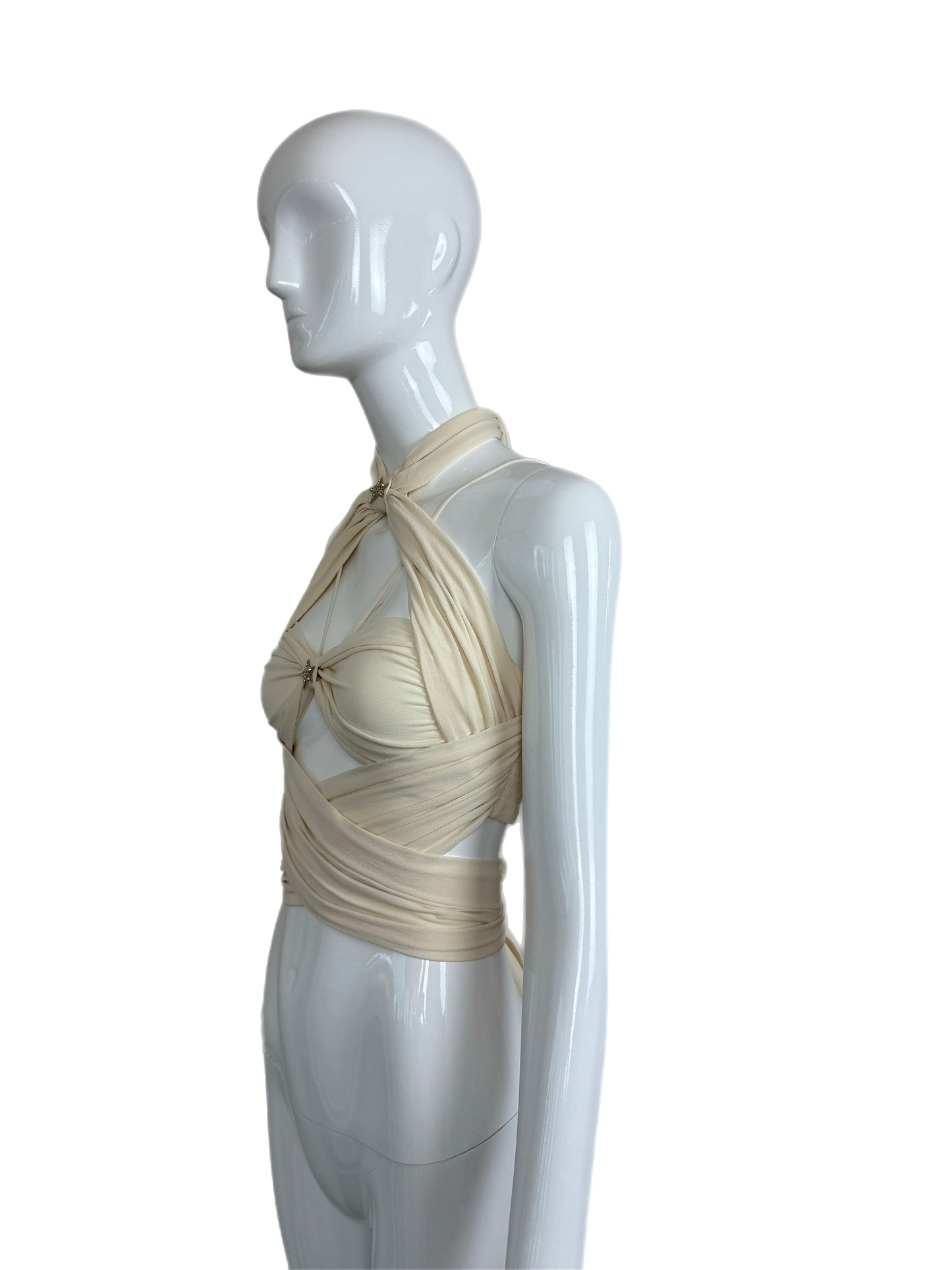 CHANEL 2021 Silk Star Embellished Crop Top