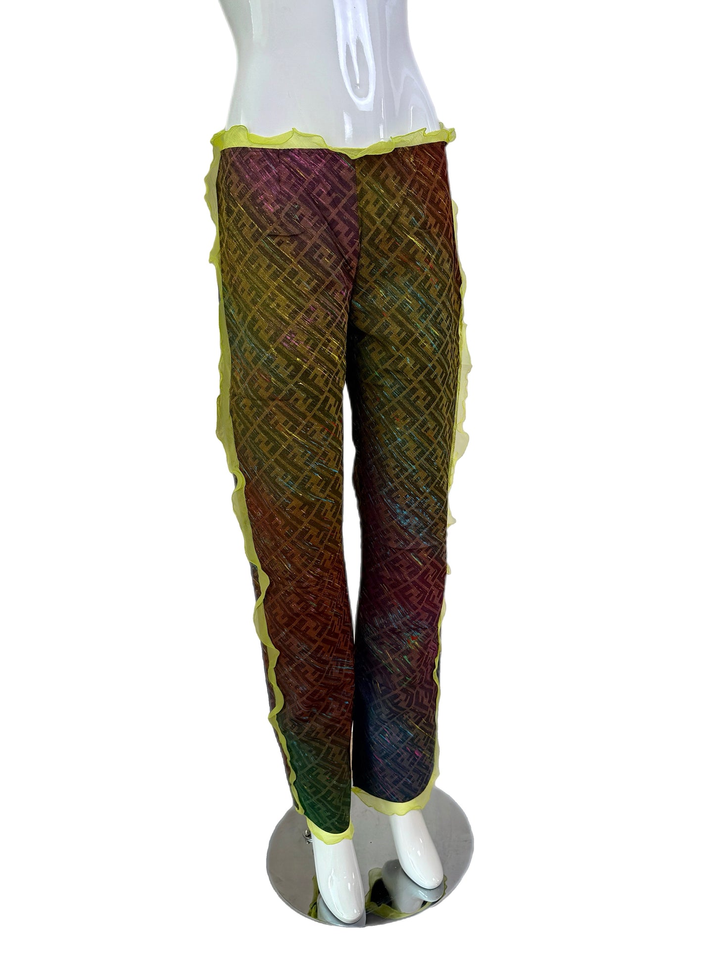 FENDI 2000 Vintage Runway Ad Campaign Lime Green Pants