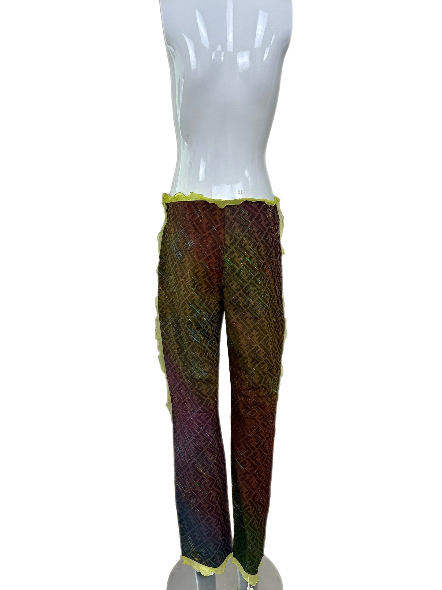 FENDI 2000 Vintage Runway Ad Campaign Lime Green Pants