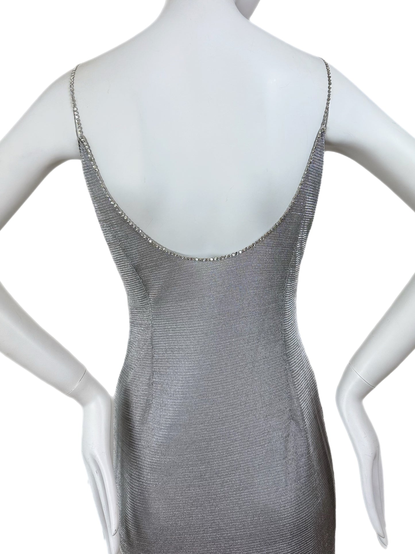 PAMELA DENNIS 90's Vintage Silver Crystal Mini Dress