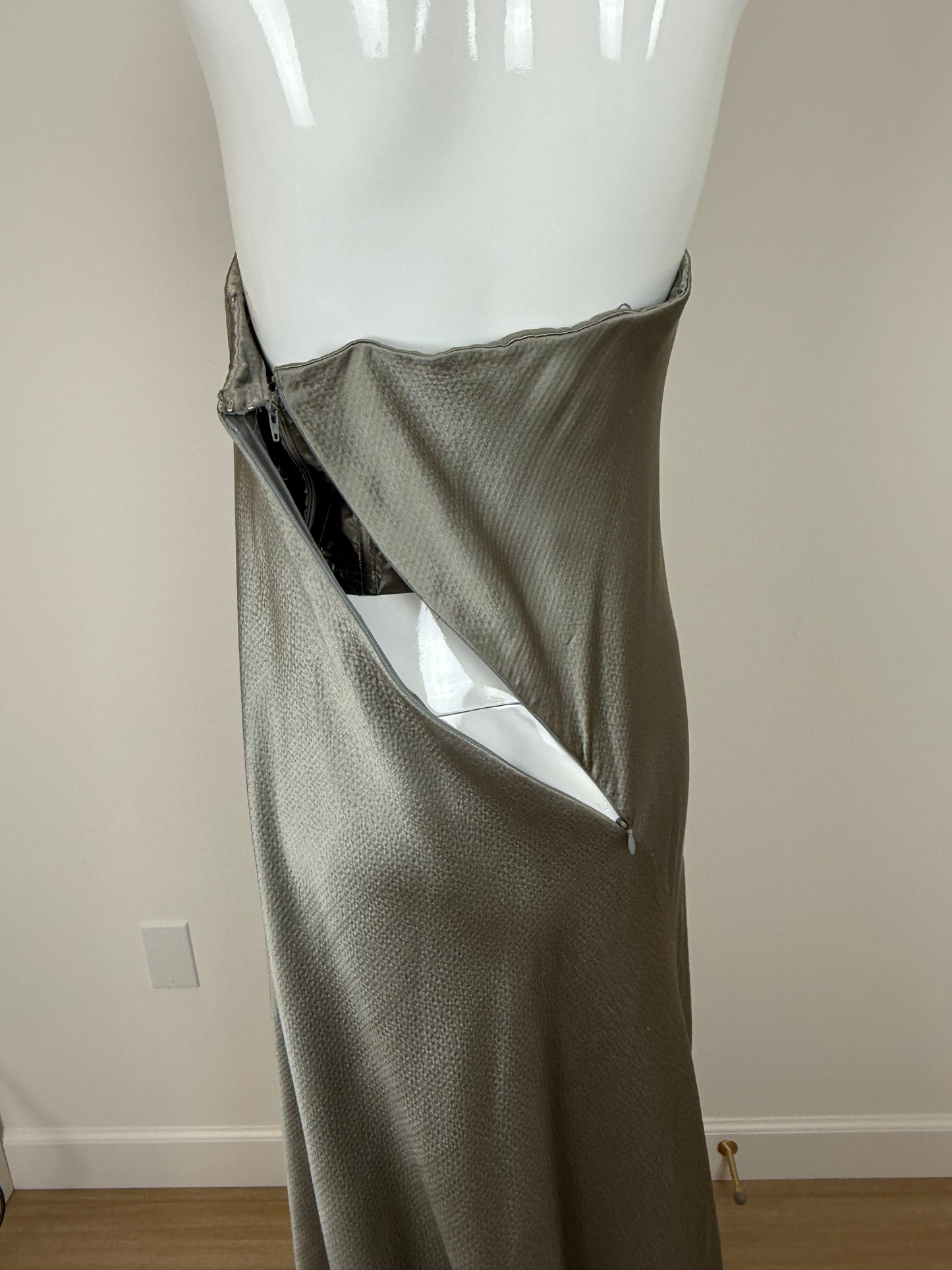 CHADO RALPH RUCCI 2000's Vintage Silk Pewter Evening Gown