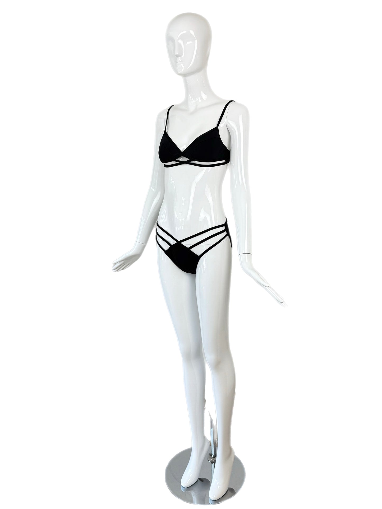 HERVE LEGER 1998 Vintage Runway Black Cut Out Bikini