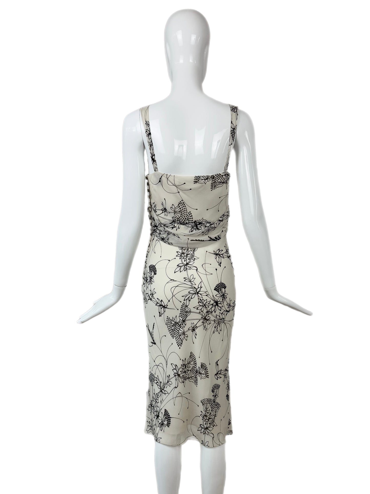 JOHN GALLIANO 2008 Vintage Silk Floral Knee Length Dress