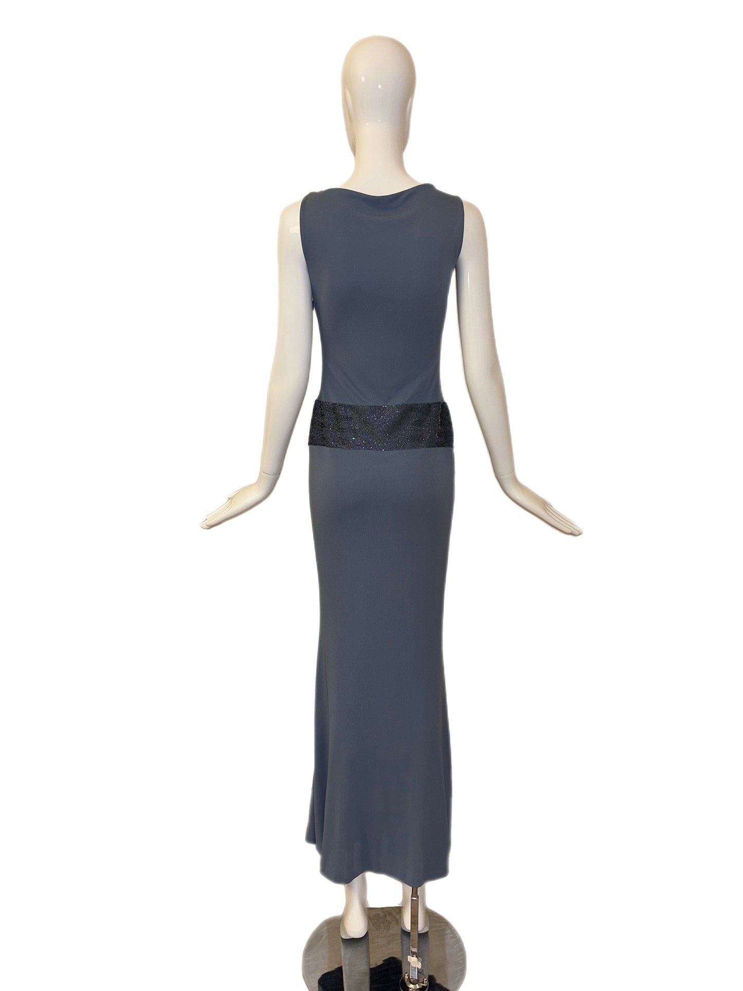 RANDOLPH DUKE 90's/00 Vintage Blue Beaded Evening Gown