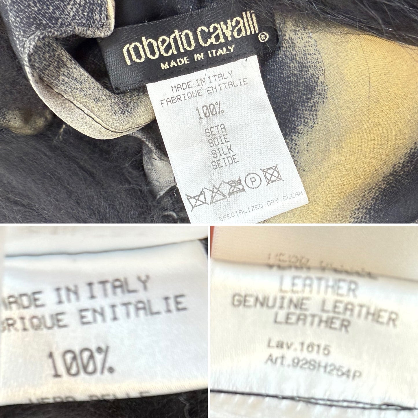 ROBERTO CAVALLI c. 2000 Vintage Fur + Silk Ensemble Maxi Dress Gown + Shawl Cape