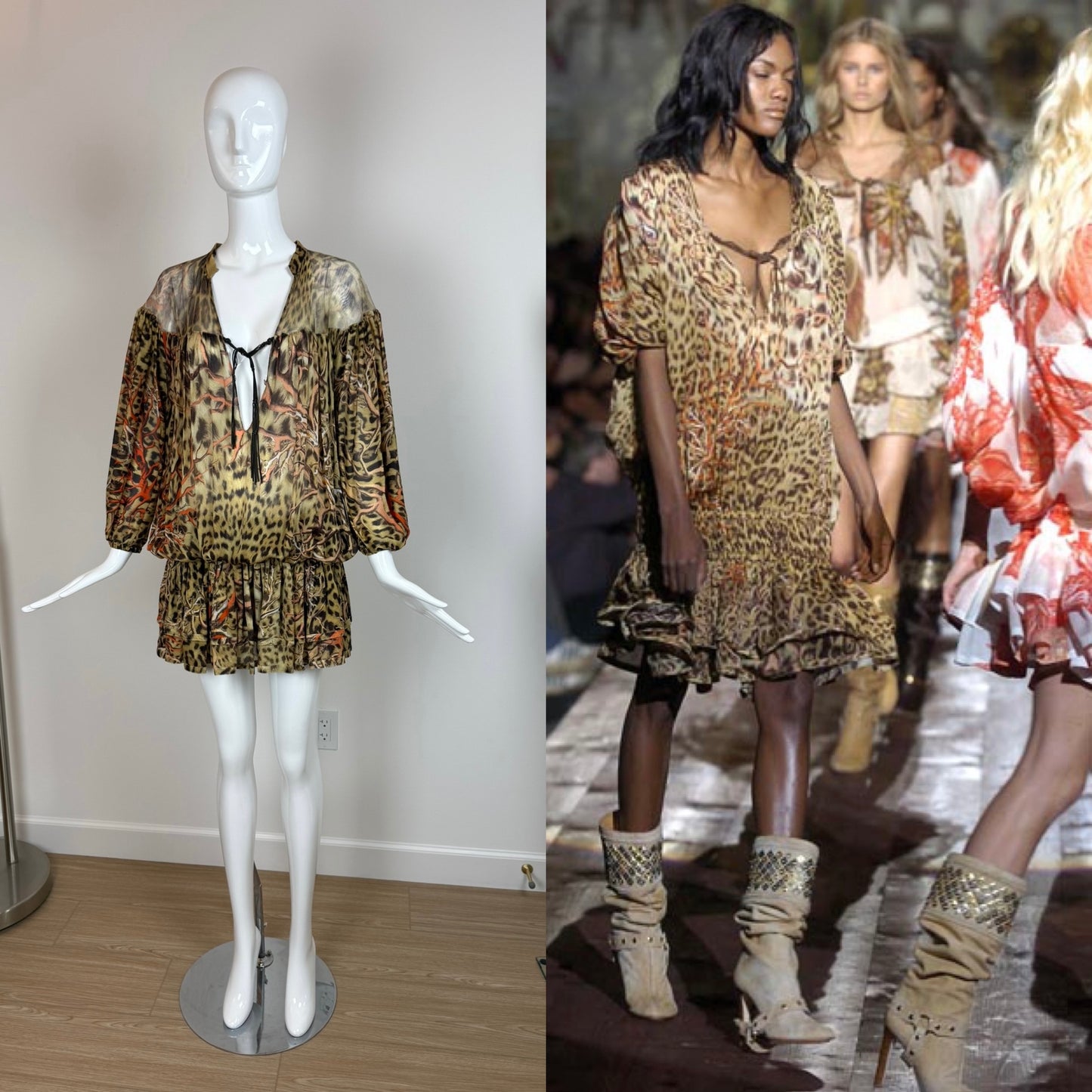 ROBERTO CAVALLI 2005 Vintage Silk Runway Mini Dress