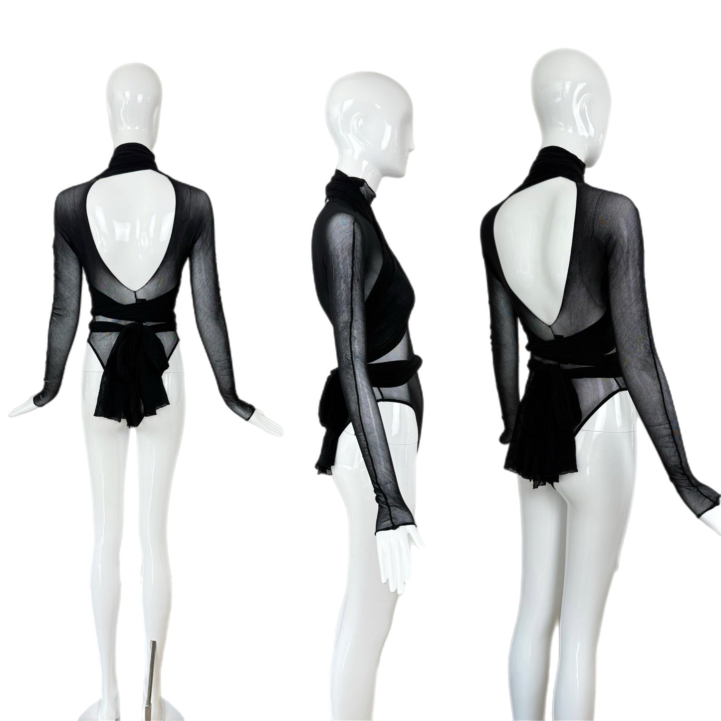 GIORGIO DI SANT ANGELO 80s/90s Vintage Sheer Black Bodysuit