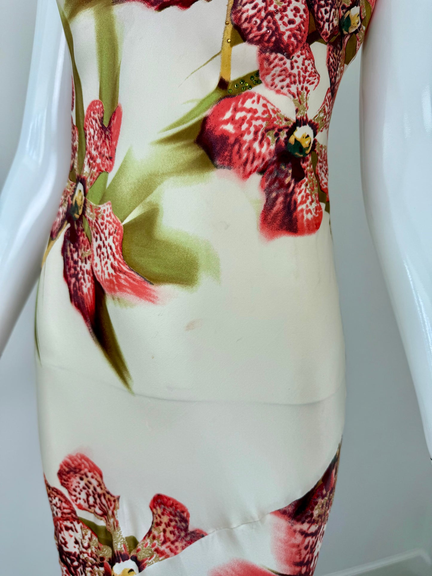 ROBERTO CAVALLI 2004 Vintage Silk Floral Embellished Gown