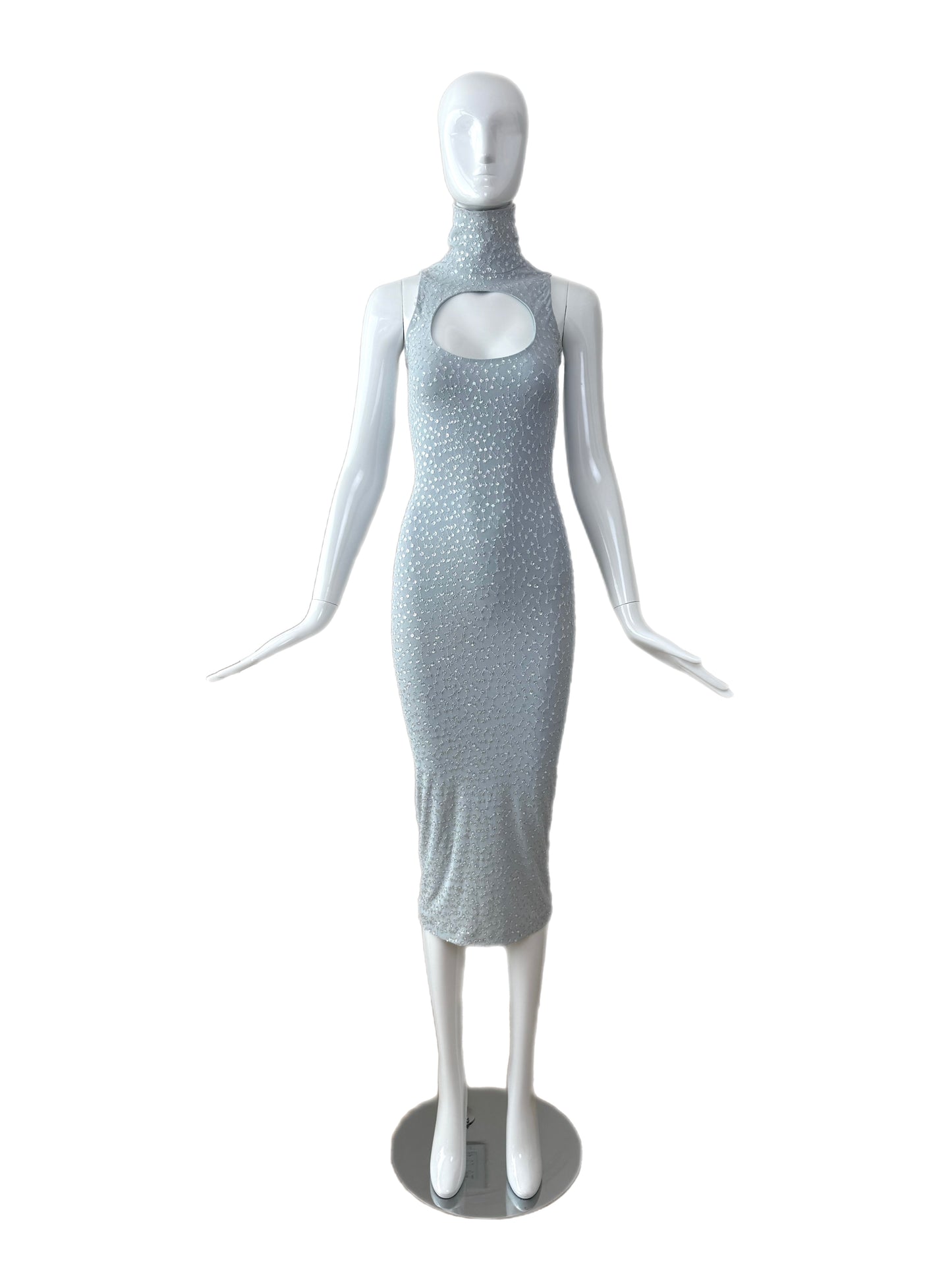 MARC BOUWER 1999 Vintage Blue Sequin Midi Dress