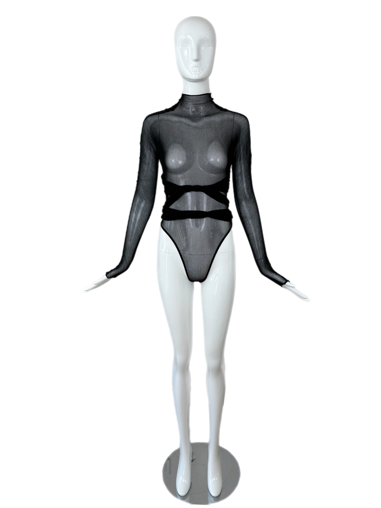 GIORGIO DI SANT ANGELO 80s/90s Vintage Sheer Black Bodysuit