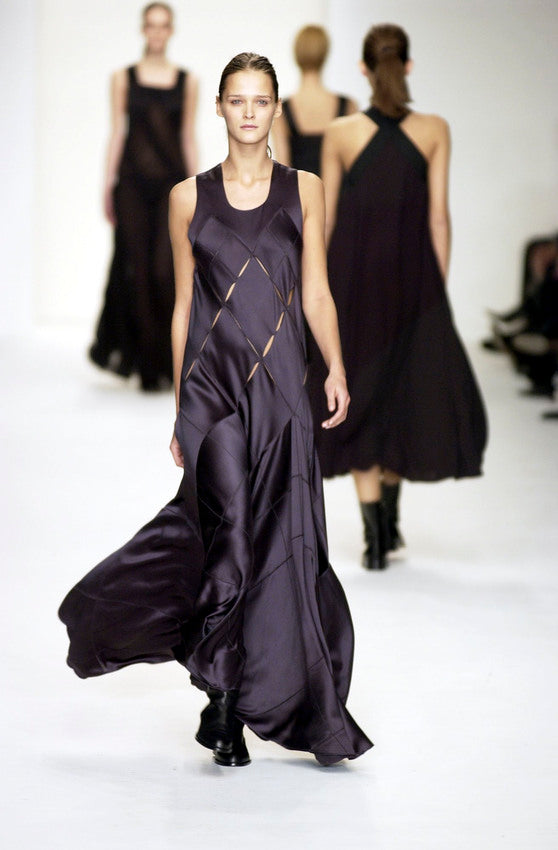 CALVIN KLEIN COLLECTION 2002 Vintage Runway Silk Cut Out Evening Gown