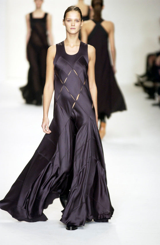 CALVIN KLEIN COLLECTION 2002 Vintage Runway Silk Cut Out Evening Gown