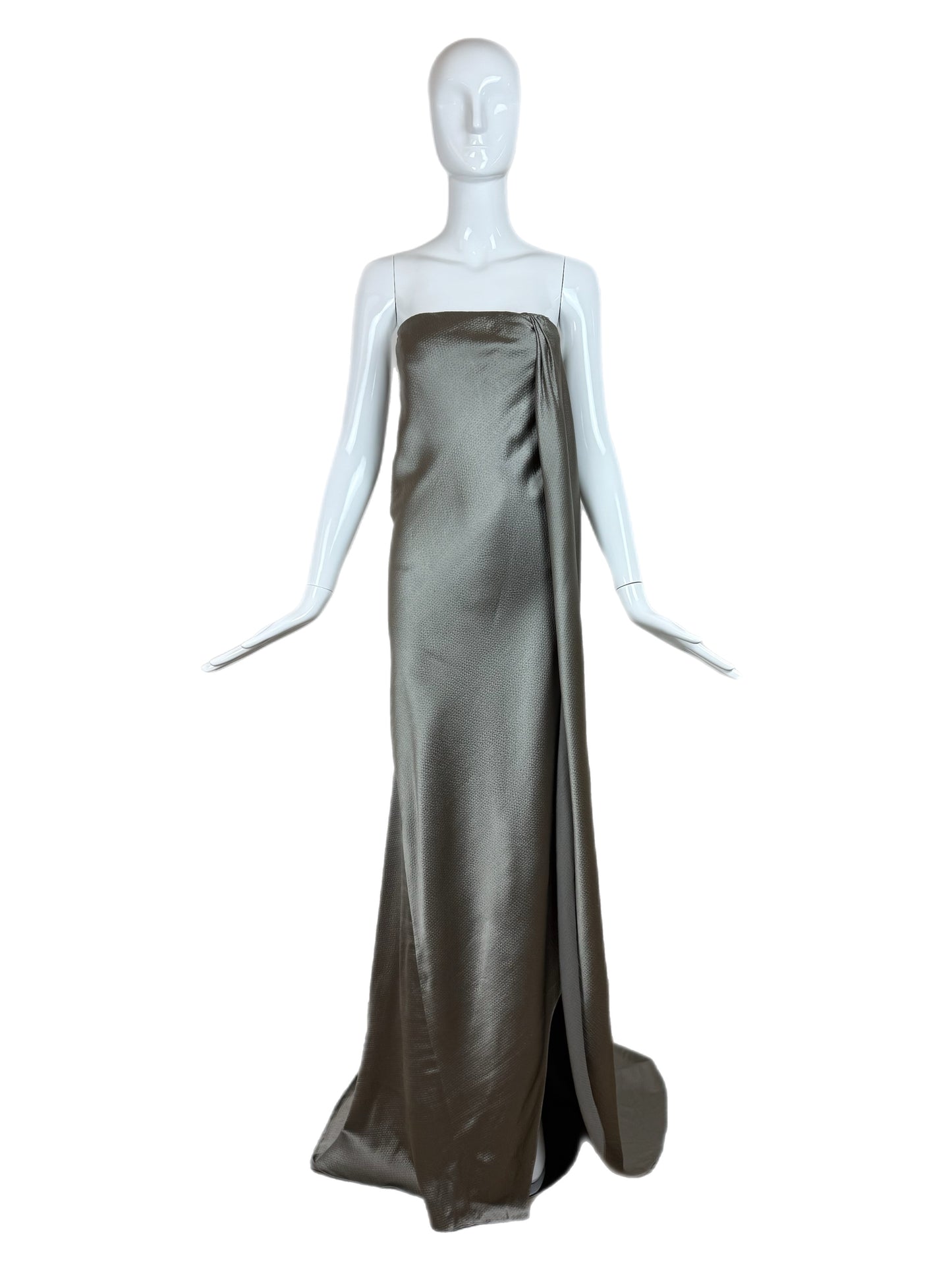 CHADO RALPH RUCCI 2000's Vintage Silk Pewter Evening Gown