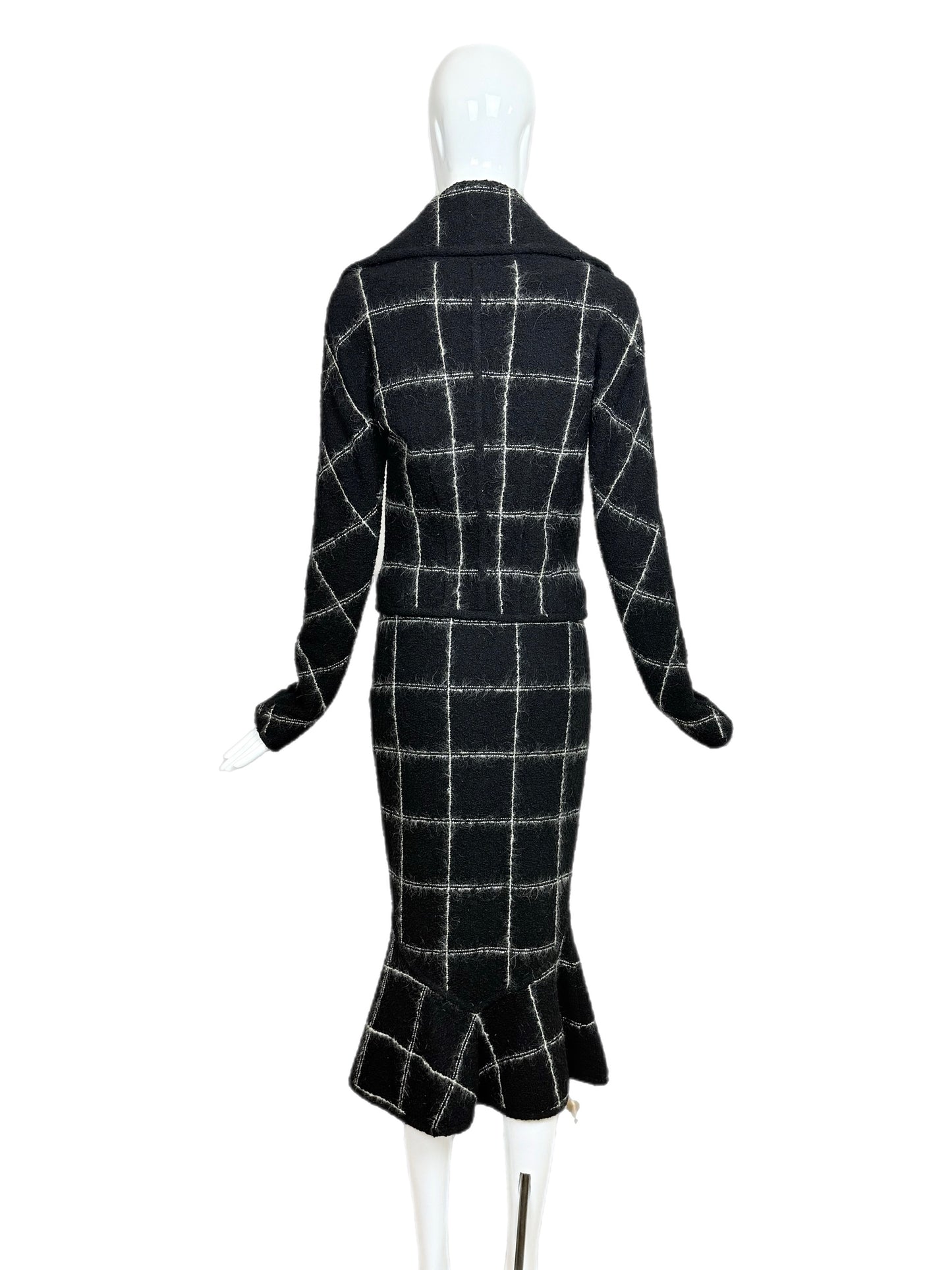 JOHN GALLIANO 1998 Vintage Black + White Skirt Suit