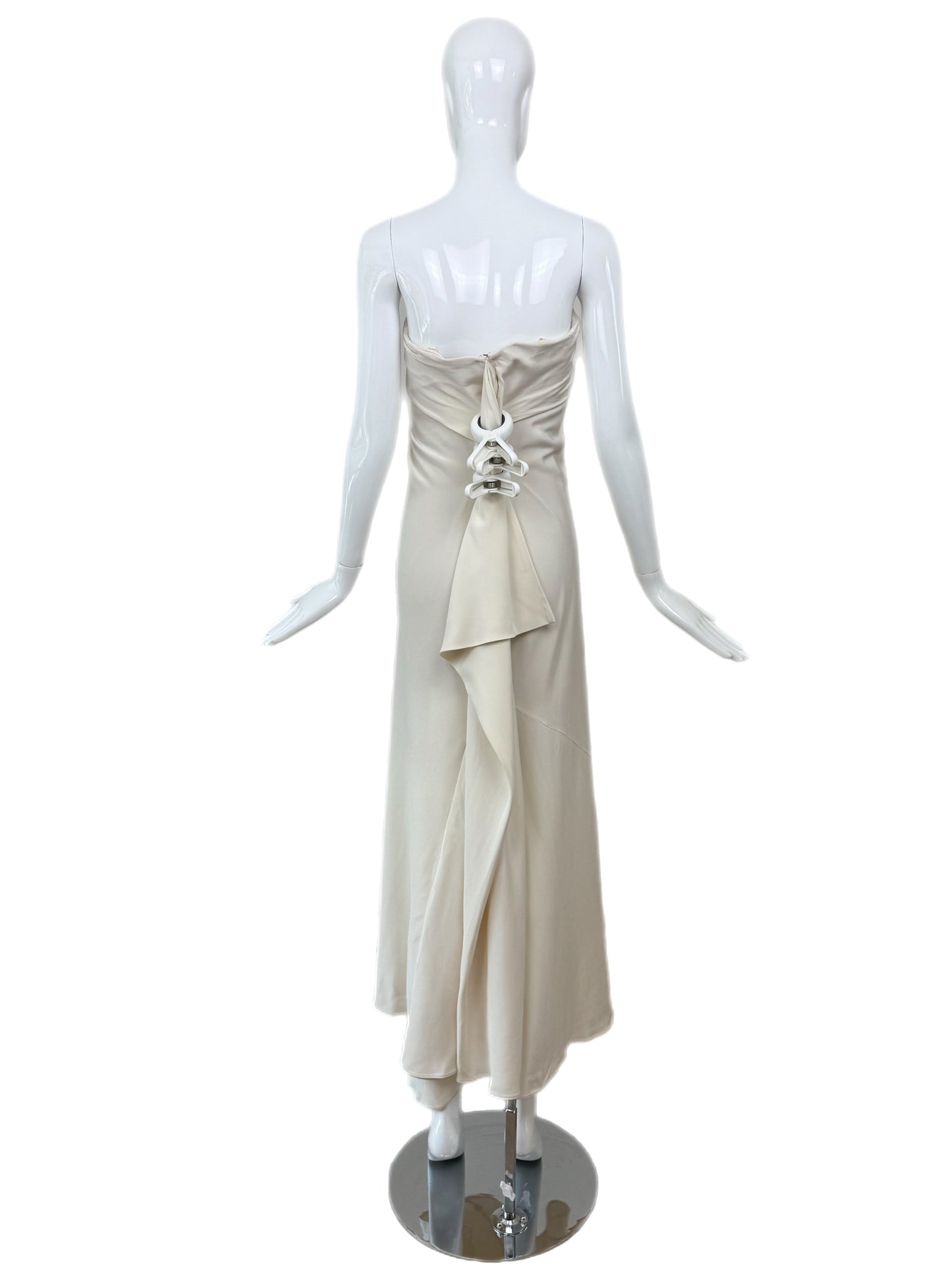 DONNA KARAN Vintage Ivory Silk Strapless Wedding Bridal Dress