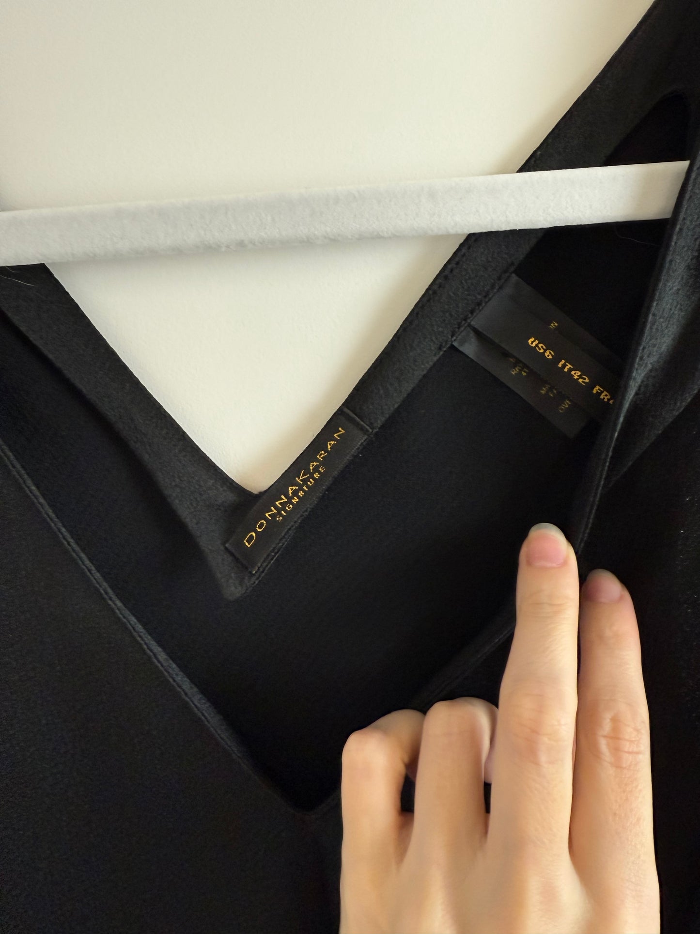 DONNA KARAN 90's Vintage Hammered Satin Black Evening Gown