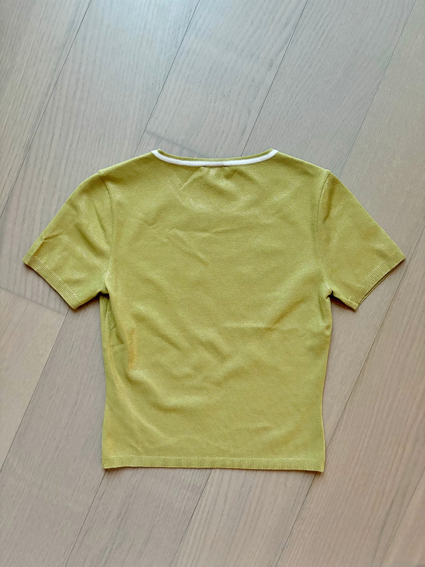 CHANEL 2001 Vintage Metallic Crop Top T-Shirt