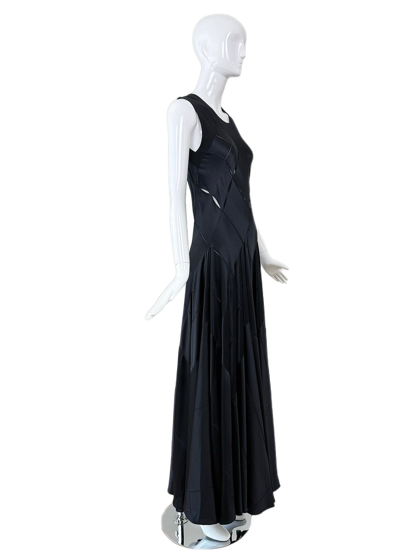 CALVIN KLEIN COLLECTION 2002 Vintage Runway Silk Cut Out Evening Gown