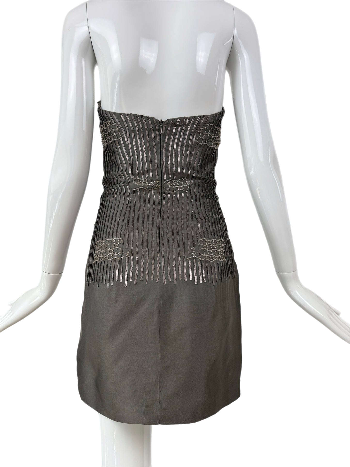 PAMELA DENNIS COUTURE 90's Vintage Silk Gray Embellished Mini