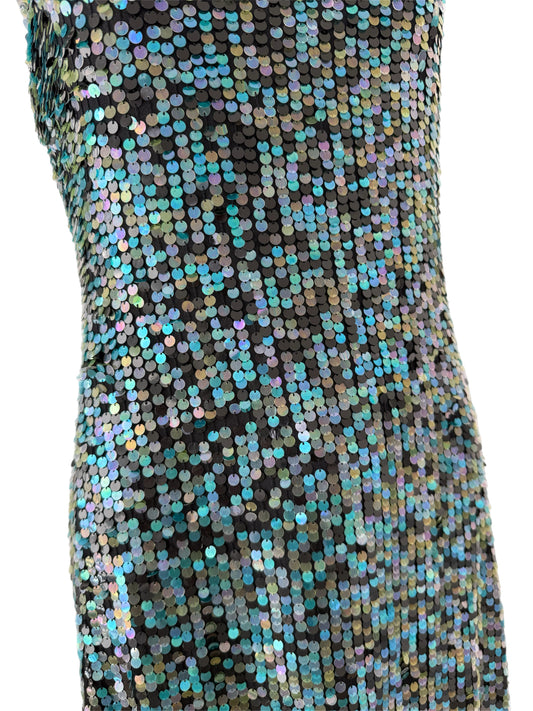 EMPORIO ARMANI 2001 Vintage Blue Sequin Knee Length Dress