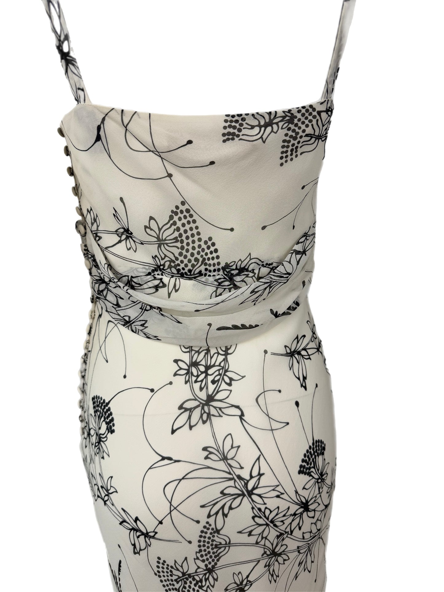 JOHN GALLIANO 2008 Vintage Silk Floral Knee Length Dress