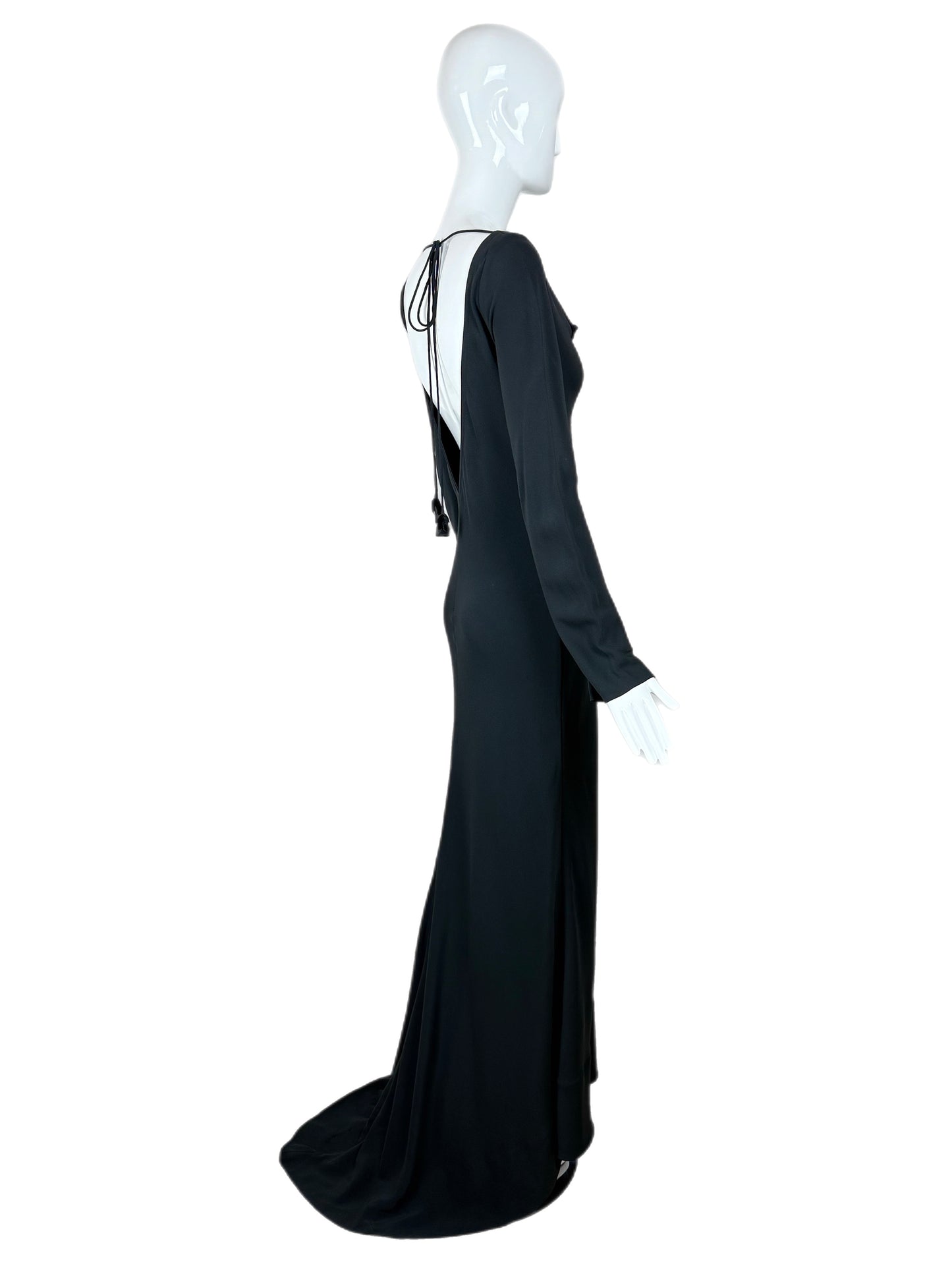 JENNY PACKHAM 1990's Vintage Black Backless Evening Gown