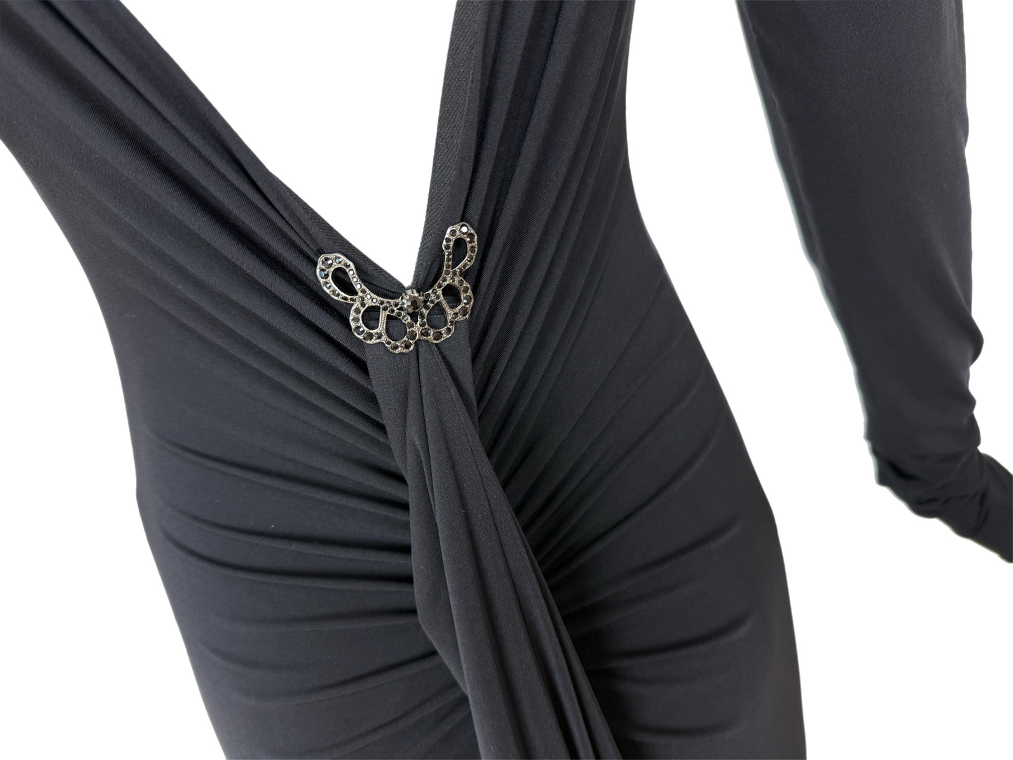 PAMELA DENNIS 2001 Vintage Black Backless Evening Gown