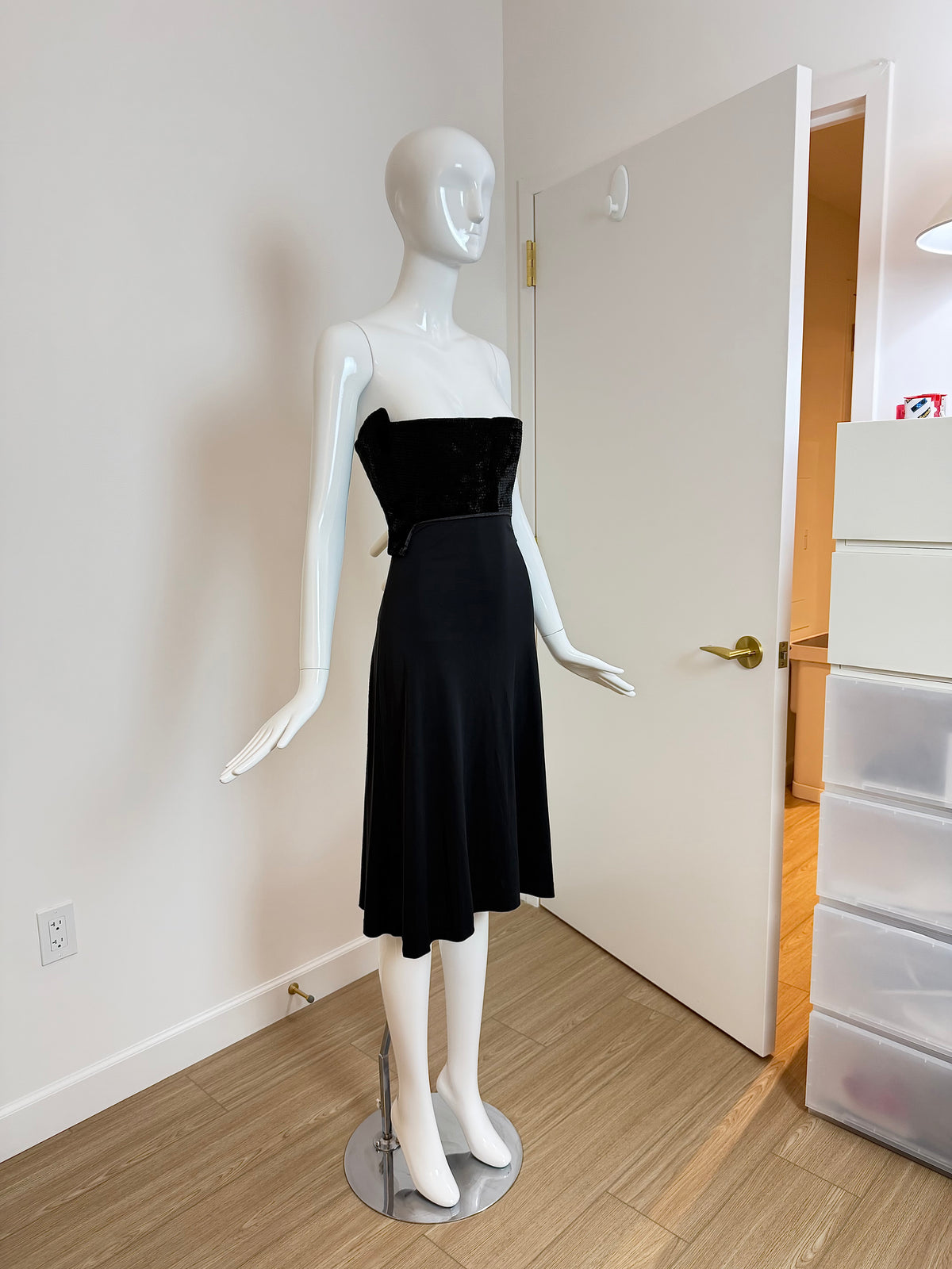 HERVE LEGER 90's Vintage Strapless Chenille Top Cocktail Dress