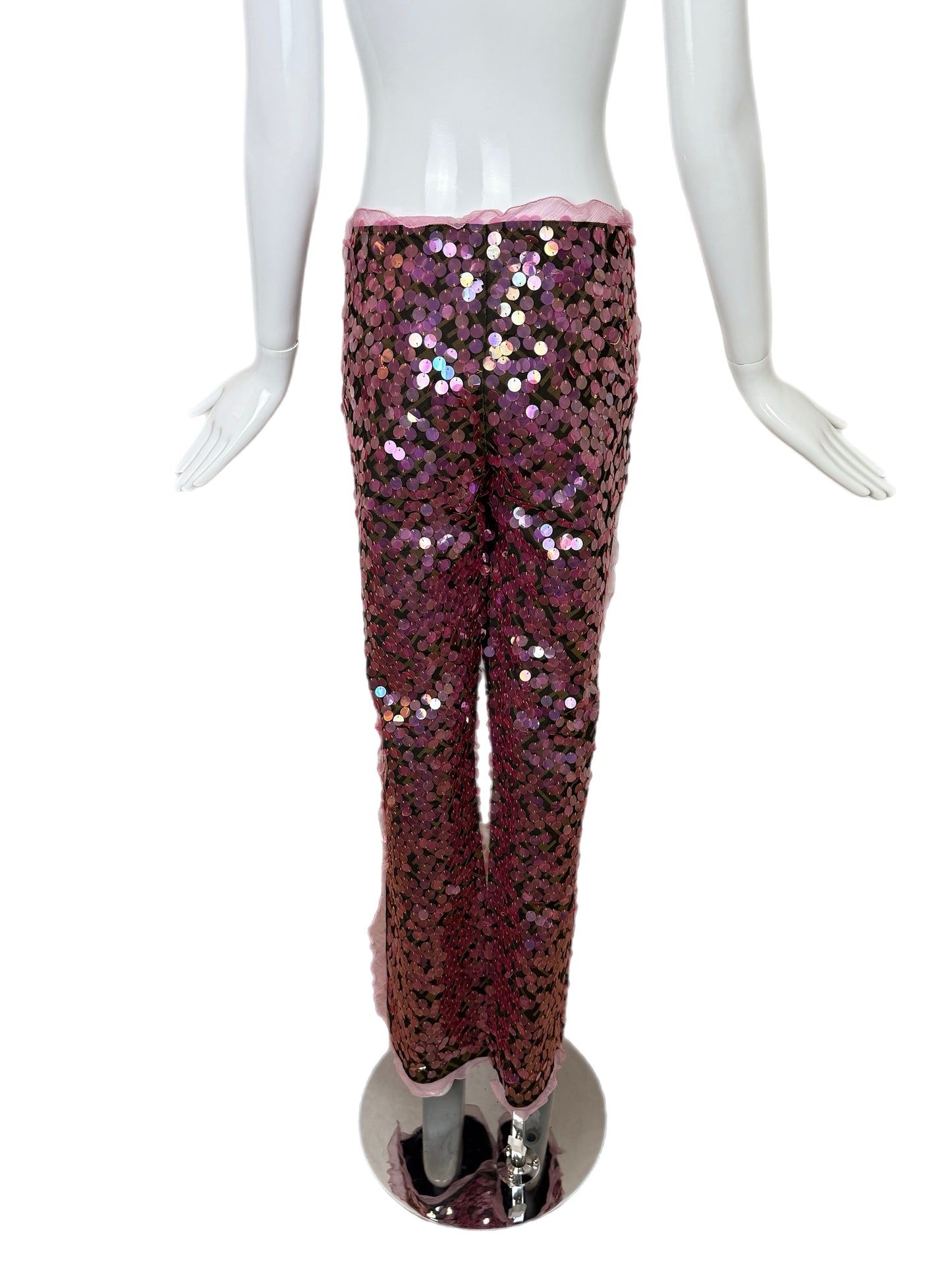 FENDI 2000 Vintage Pink Sequin + Ruffle Pants