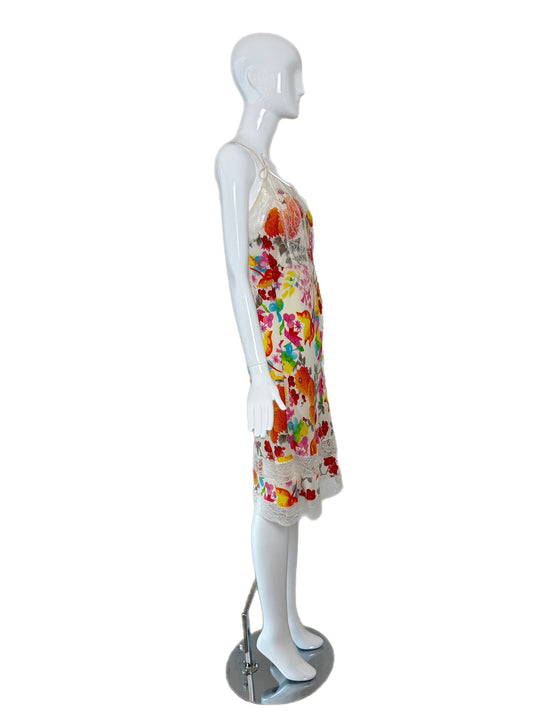 DIOR by JOHN GALLIANO 2006 Vintage Silk Lace Floral Midi Dress