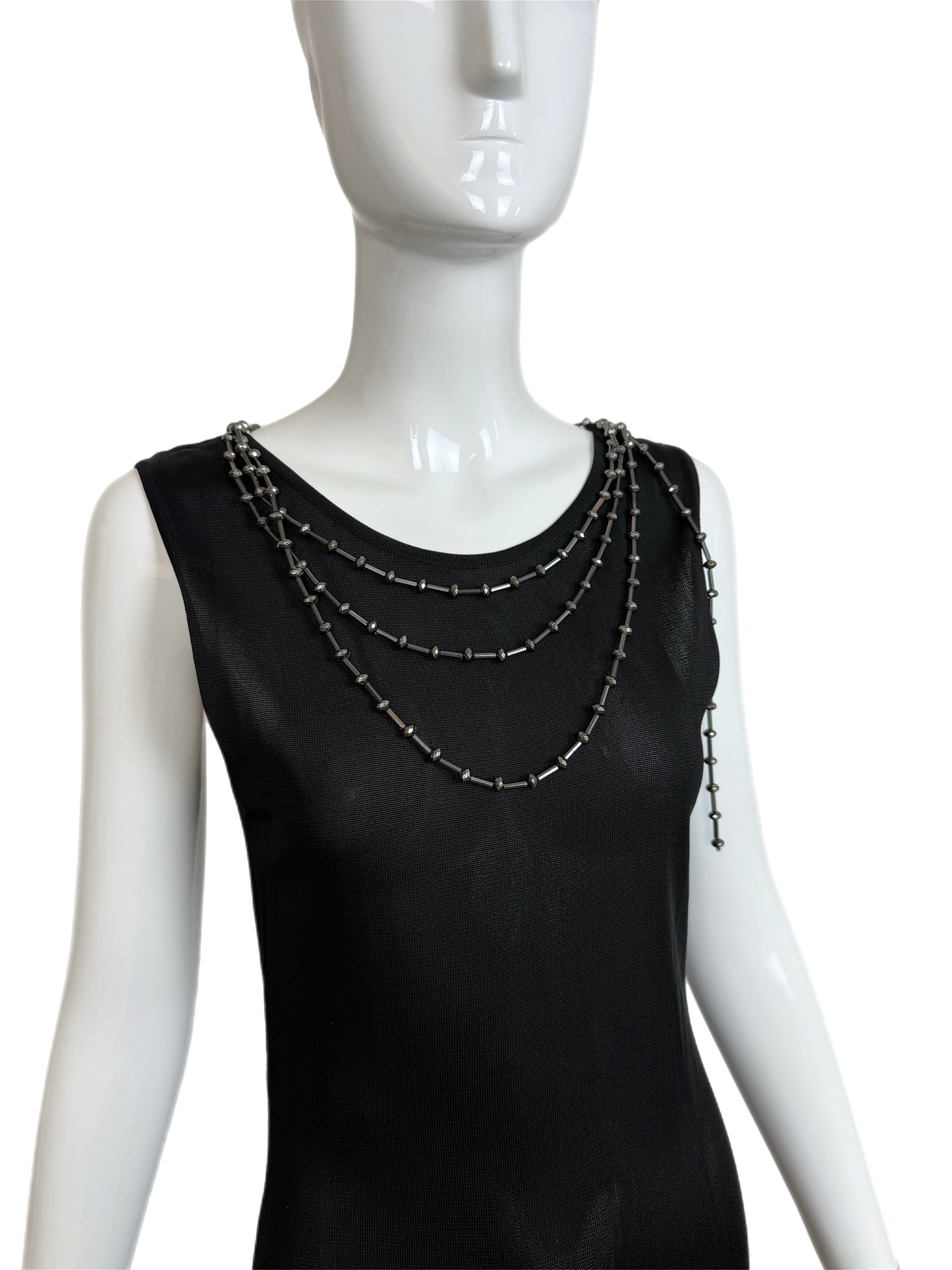 ALBERTA FERRETTI Black Ornate Multi Layered Chain Dress