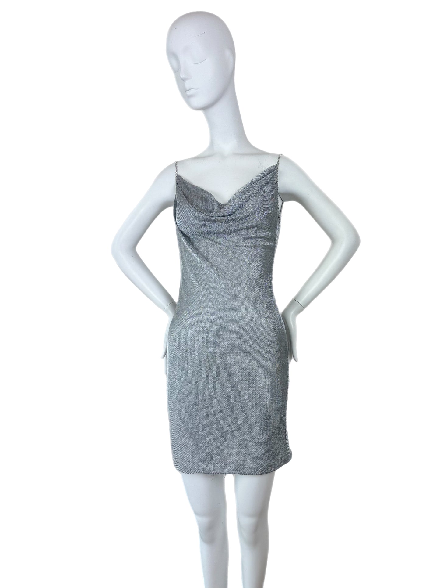 PAMELA DENNIS 90's Vintage Silver Crystal Mini Dress