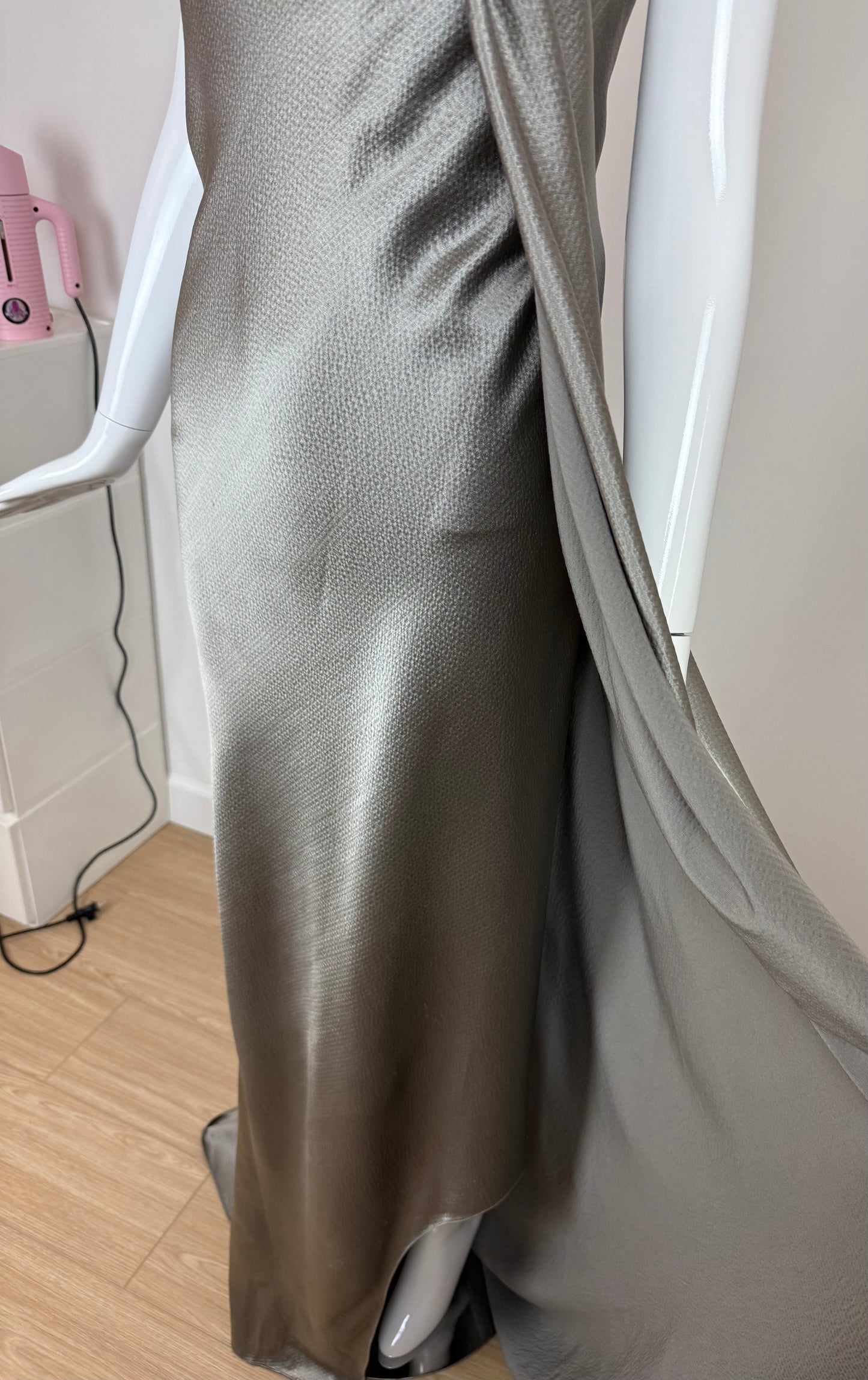 CHADO RALPH RUCCI 2000's Vintage Silk Pewter Evening Gown