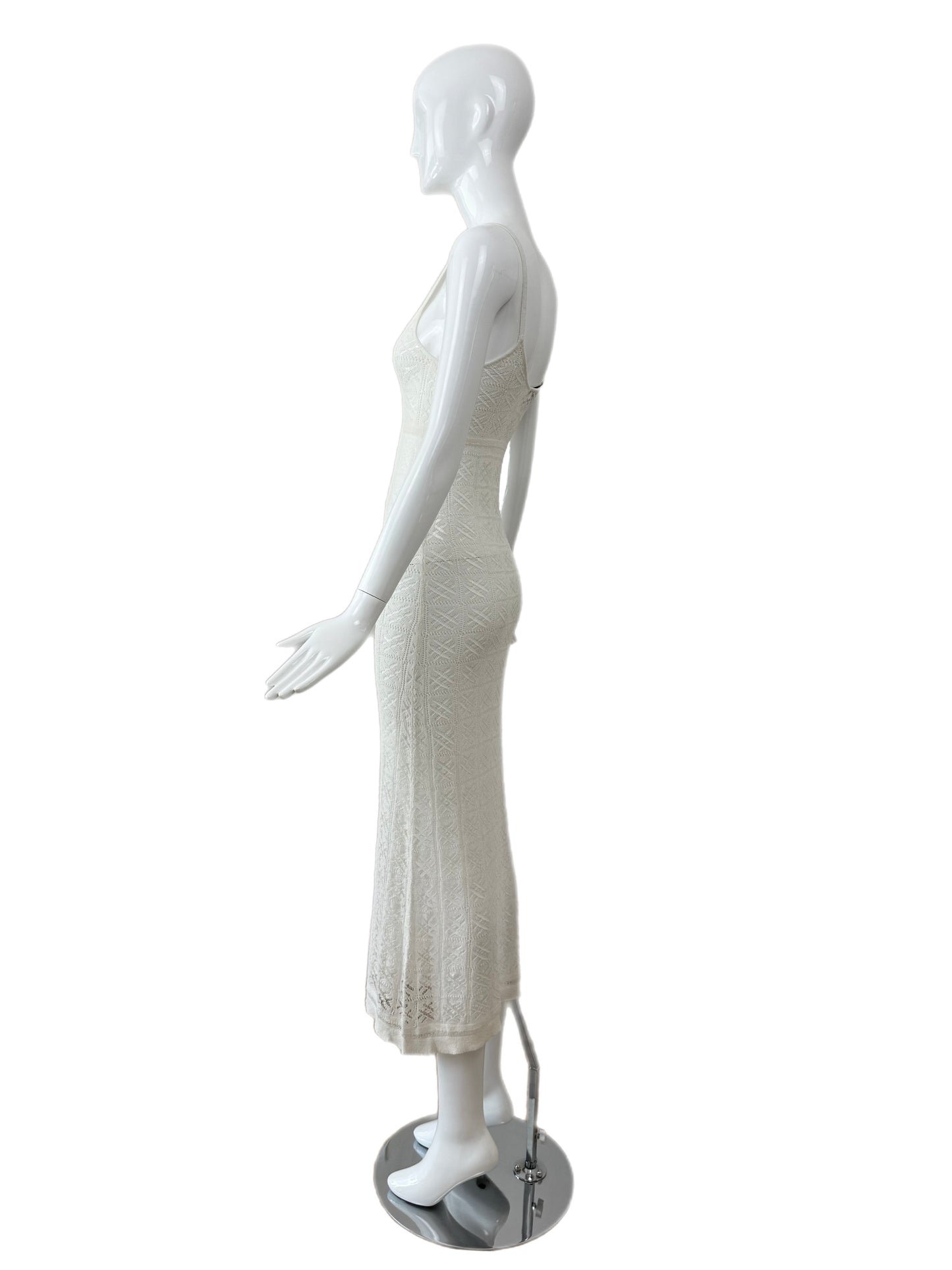 ANNA MOLINARI 90s/00s Vintage Ivory White Crochet Knit Dress