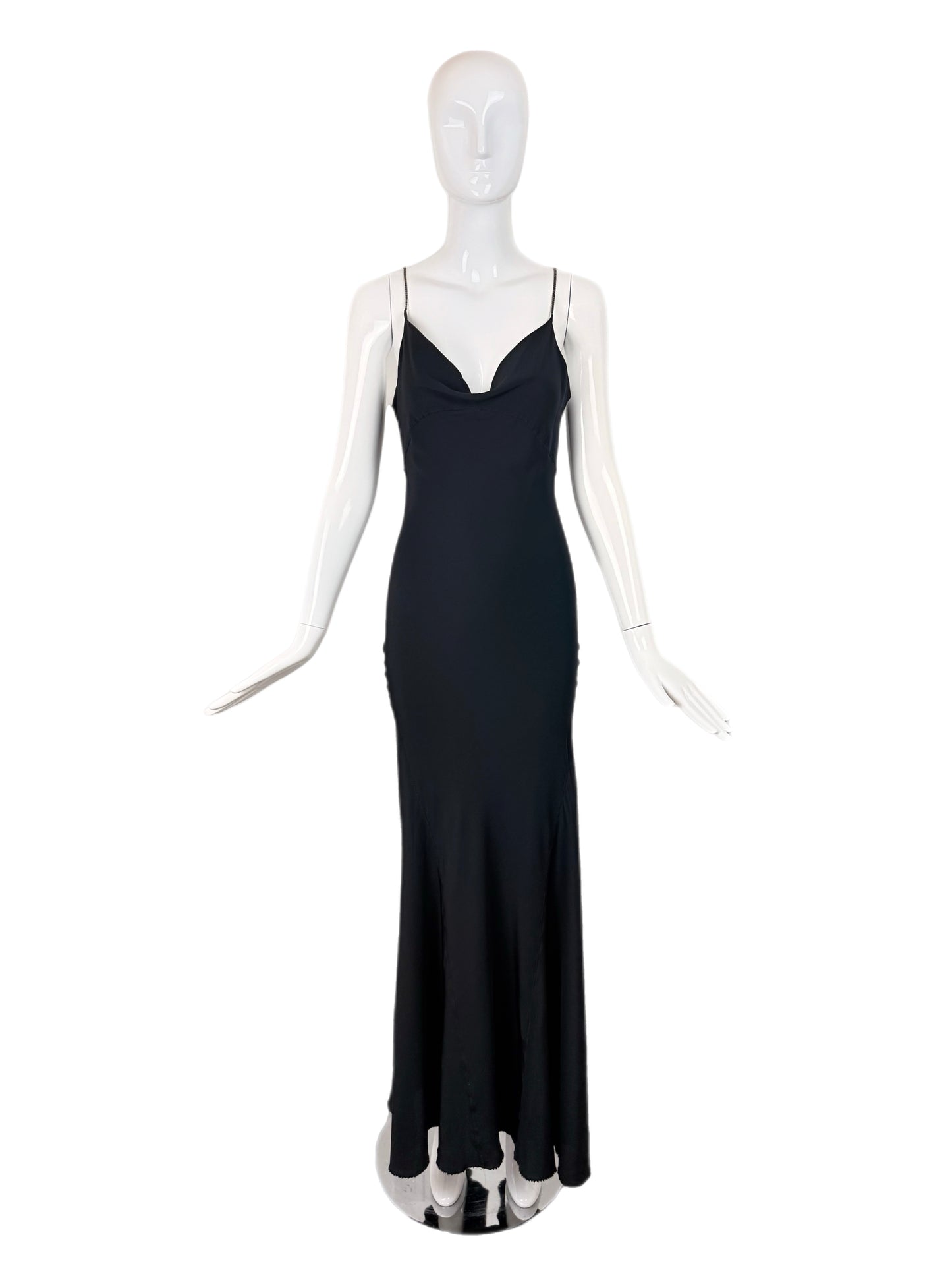 ROBERTO CAVALLI c. 2000 Vintage Fur + Silk Ensemble Maxi Dress Gown + Shawl Cape
