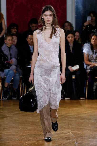 JOHN GALLIANO 2018 Silk Celery Pleated Shift Dress