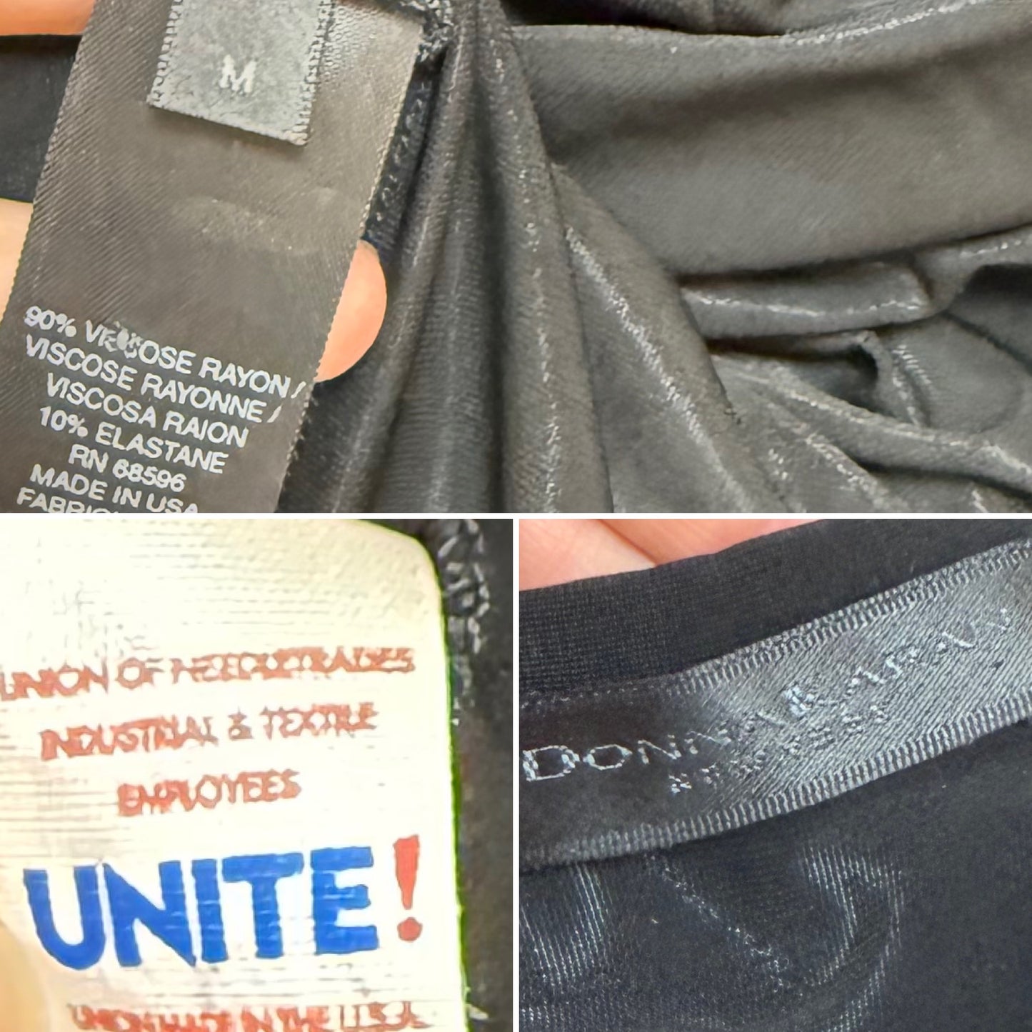 DONNA KARAN Vintage Black Ruched Knotted Evening Gown