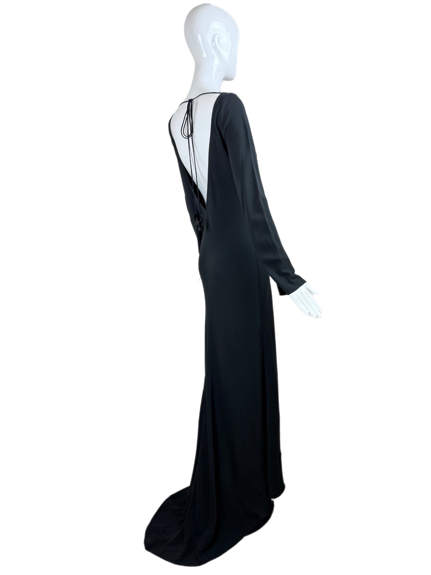 JENNY PACKHAM 1990's Vintage Black Backless Evening Gown