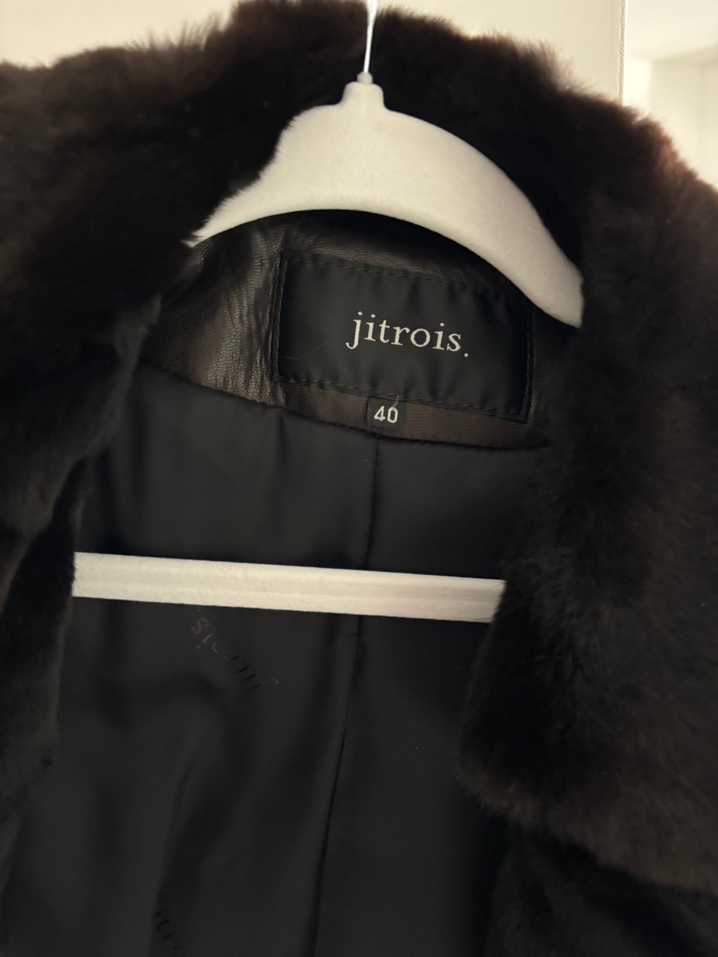 JITROIS Double Breasted + Belted Softest Black/Brown Fur Coat