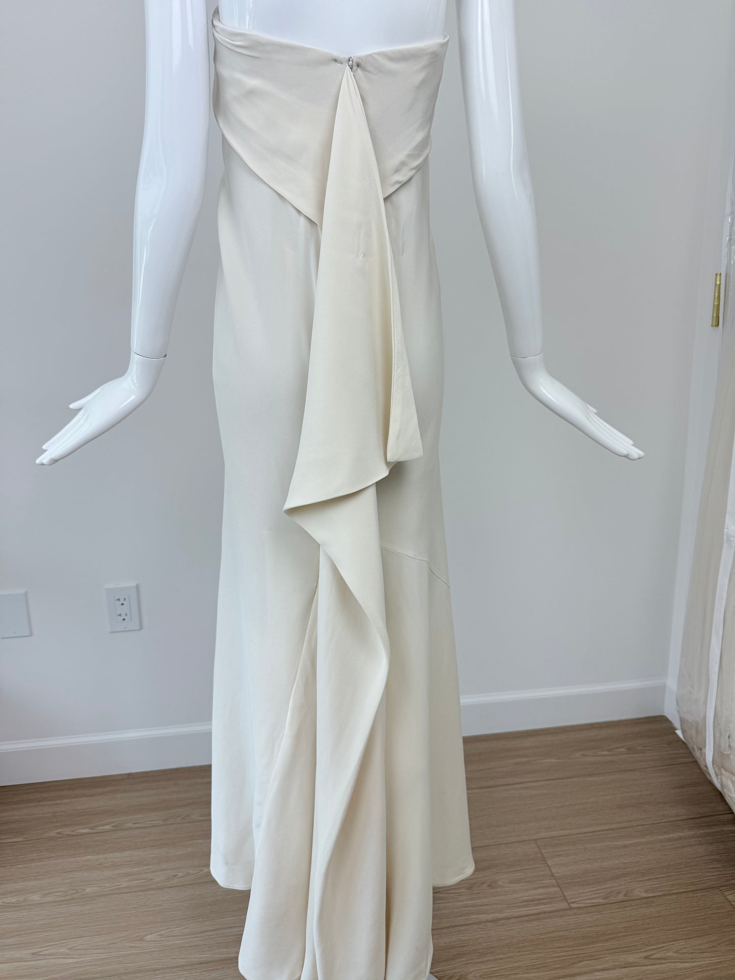 DONNA KARAN Vintage Ivory Silk Strapless Wedding Bridal Dress