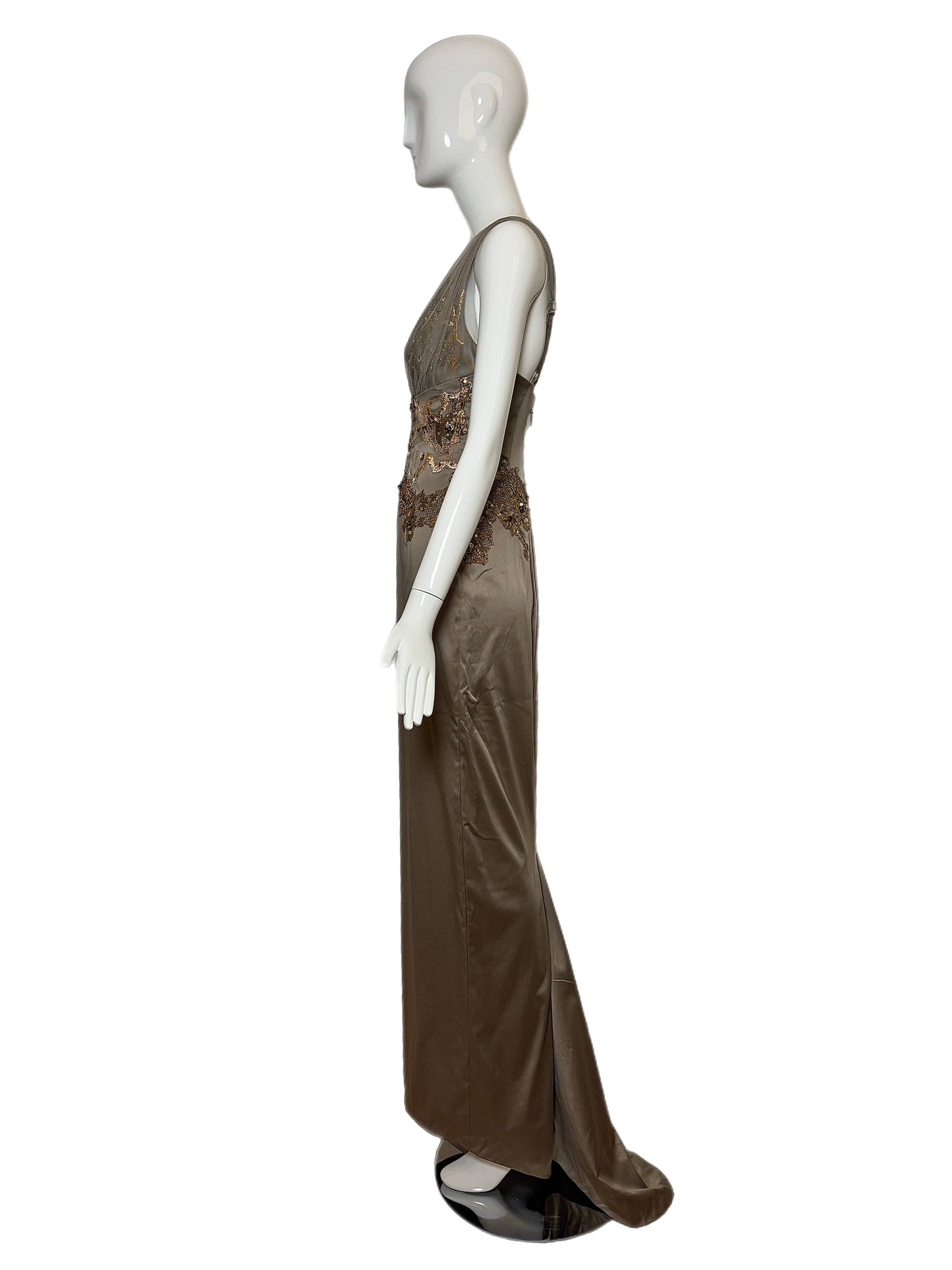 JULIAN JOYCE by MANDALAY Pewter Embellished Evening Gown