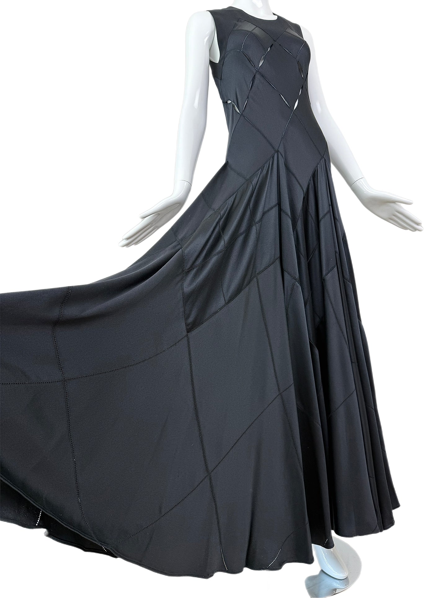 CALVIN KLEIN COLLECTION 2002 Vintage Runway Silk Cut Out Evening Gown