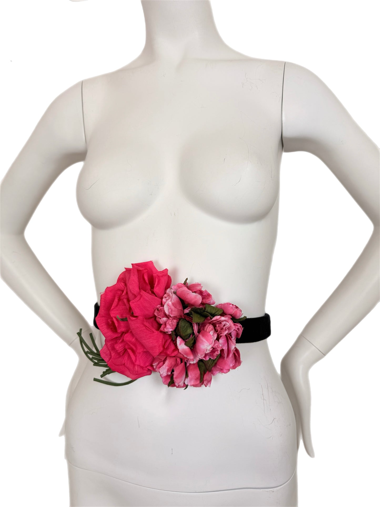 DOLCE & GABBANA Magenta Petal Pink Floral Belt