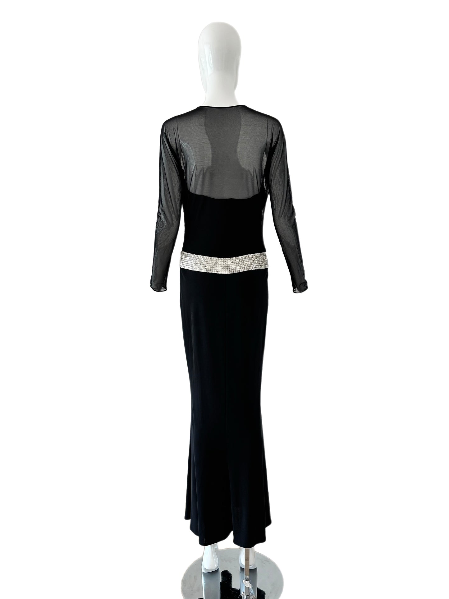 RANDOLPH DUKE 1999 Vintage Black + Silver Embellished Evening Gown